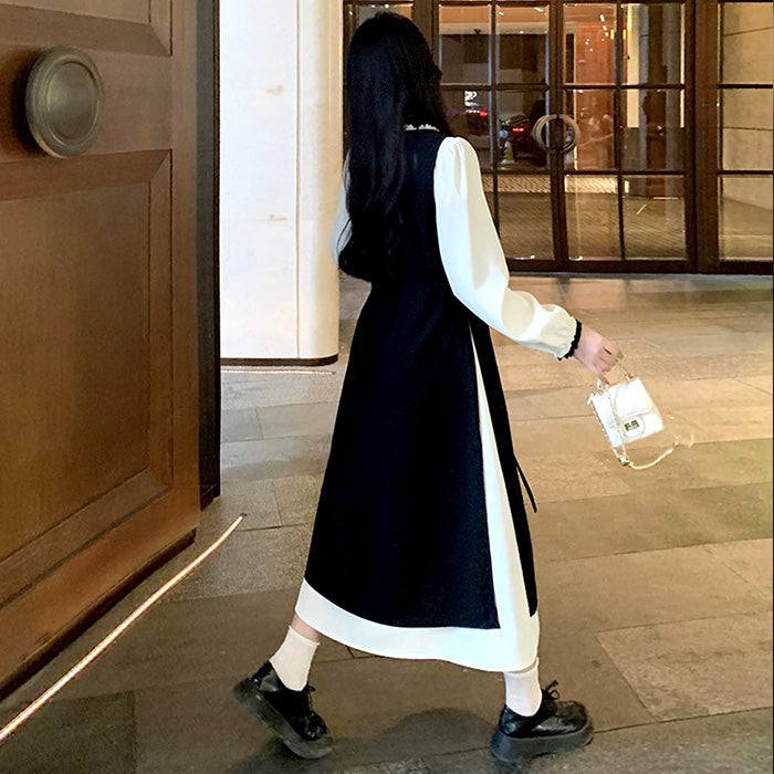 モノクロームエレガンス・2wayリラックスワンピース(L/LL/3L/4L/5L)