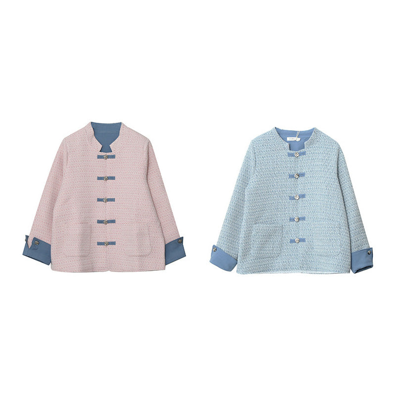 シュガーピンク・エレガント配色ツイードアウター(LL/3L/4L/5L/6L)