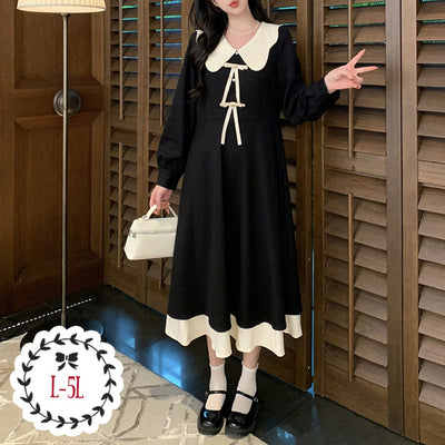 クラシカルリボンカラードール・ワンピース(L/2L/3L/4L/5L)