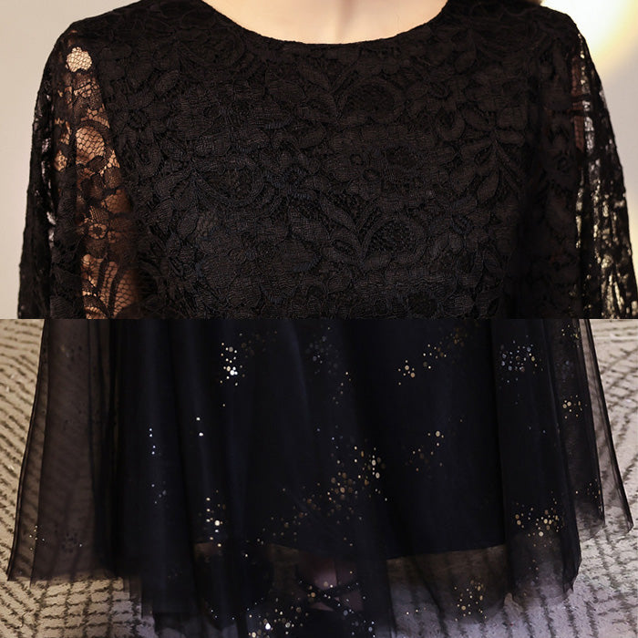 ノワールルージュ・グリッターレースドレスワンピース(3L/4L/5L/6L)オケージョン/結婚式