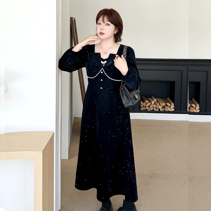 ミッドナイト・シュガーベルベットドレスワンピース(LL/3L/4L/5L)クリスマス