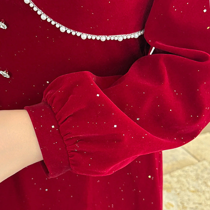 ミッドナイト・シュガーベルベットドレスワンピース(LL/3L/4L/5L)クリスマス