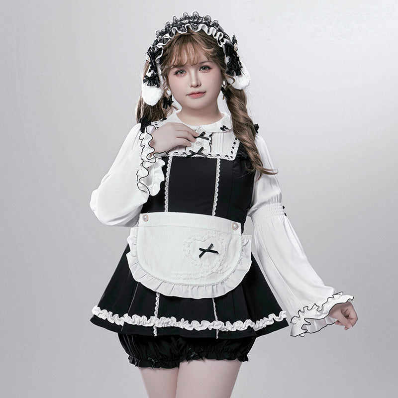 angeLsize　ゴスロリロリータドレス　セットアップ　3L　新品 大きいサイズ レディース｜マシュマロブラック・ロリータツインリボン