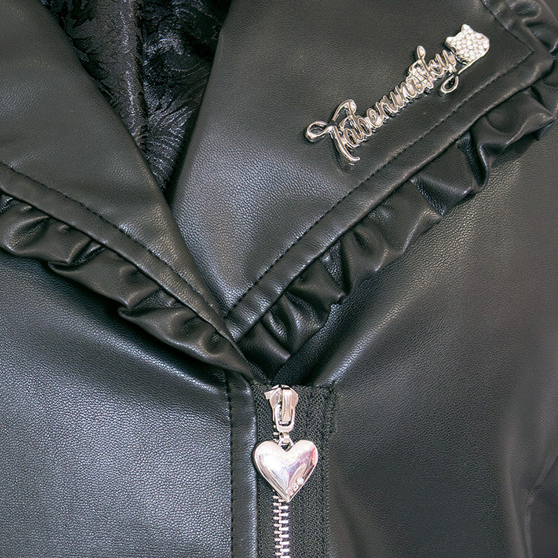 フリルライダースジャケット(4L/5L/6L)/Taberunosky(タベルノスキー)