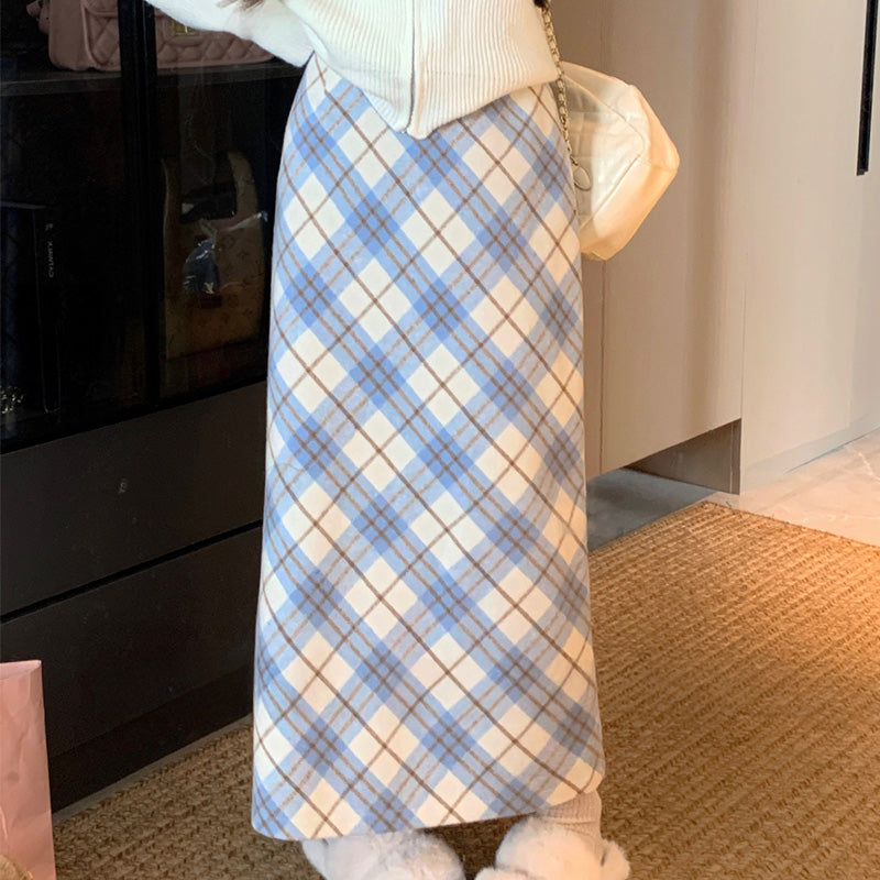 シーズンチェック・あったかガーリーロング丈スカート(L/LL/3L/4L/5L)