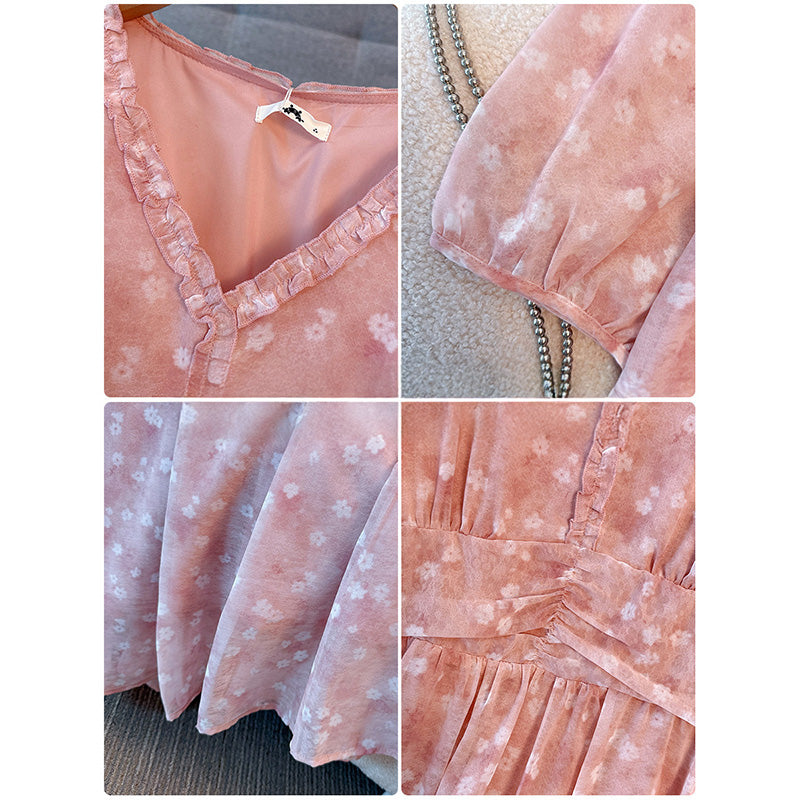 桜色フローラル・ゆったりフェアリーワンピ(3L/4L/5L/6L/7L)
