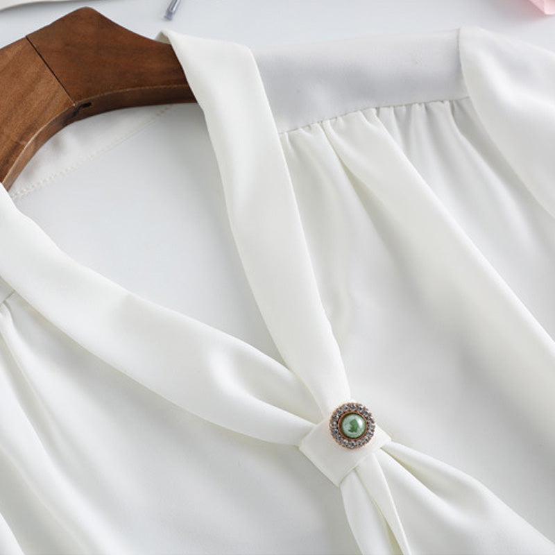 大きいサイズ レディース 上品とろみボウタイブラウス(L/LL/3L/4L/5L/6L)