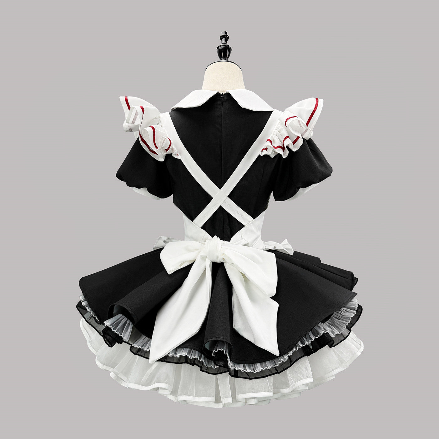 大きいサイズ レディース ハートボタンのブラックメイドセット・ハロウィン・コスプレ(M/L/LL/3L/4L/5L/6L)