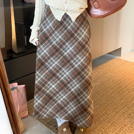 Seasonal Check Warm Girly Long Skirt (L/LL/3L/4L/5L)
