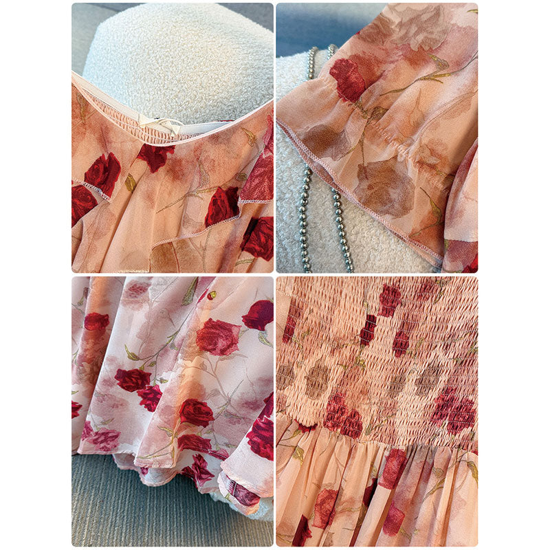 大きいサイズ レディース ブラッシュローズ・エアリーフレアワンピース(3L/4L/5L/6L/7L)