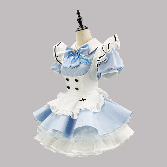 ハートボタンのブルーメイドセット・ハロウィン・コスプレ(M/L/LL/3L/4L/5L/6L)