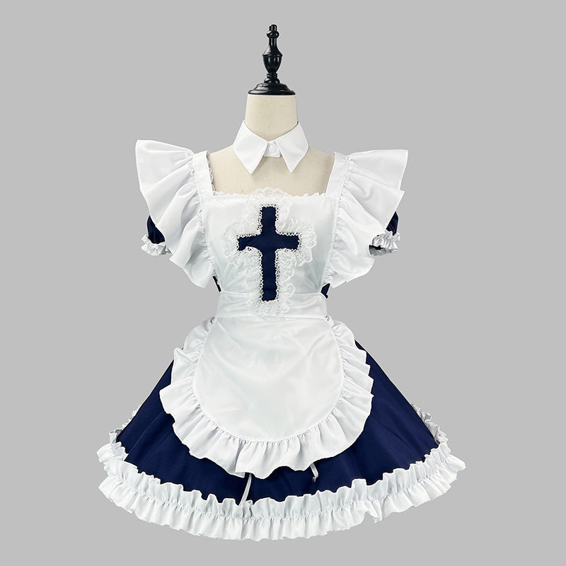 聖なるリボンクロスメイドNAVYワンピース(M/L/LL/3L/4L/5L/6L)ハロウィン/コスプレ