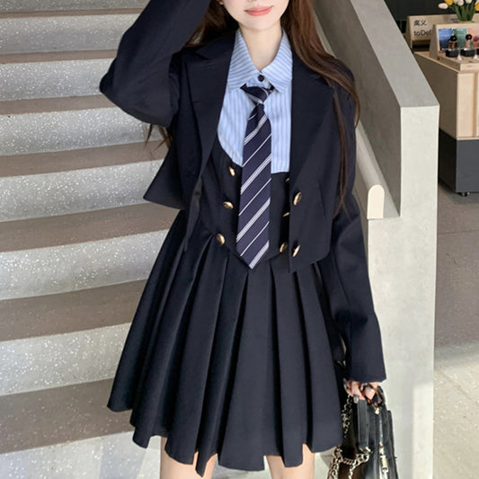 ノーブルスクール・ネイビージャケットワンピースセット(L/LL/3L/4L/5L)