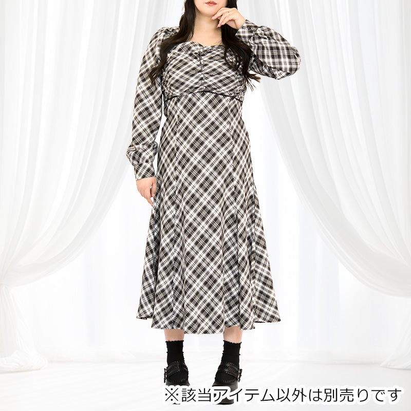 カフェノワール・チェックワンピース(3L/4L/5L/6L)/Taberunosky(タベルノスキー)