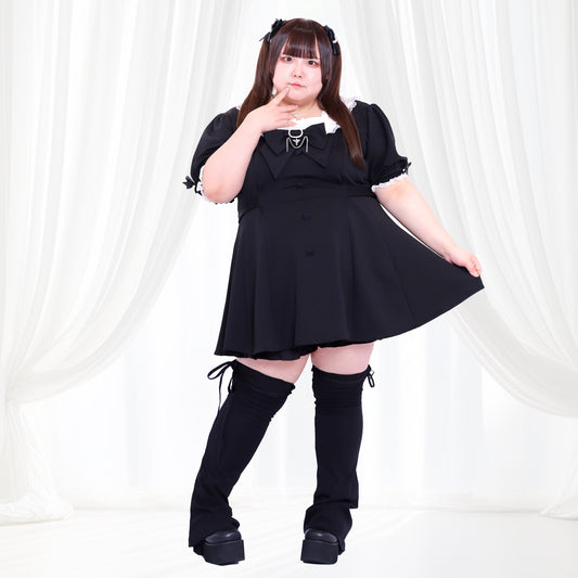 【6月下旬発送】ブラックリボン美脚ロングレッグウォーマー(大きいサイズ3L~5L相当)
