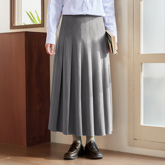 グレージュムードの美シルエットロングプリーツスカート(LL/3L/4L/5L/6L)