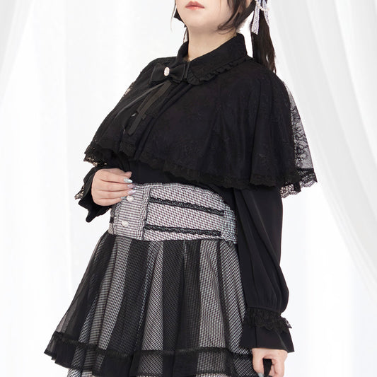 Rabbit Embroidered Dark Cape Blouse (3L/4L/5L/6L)