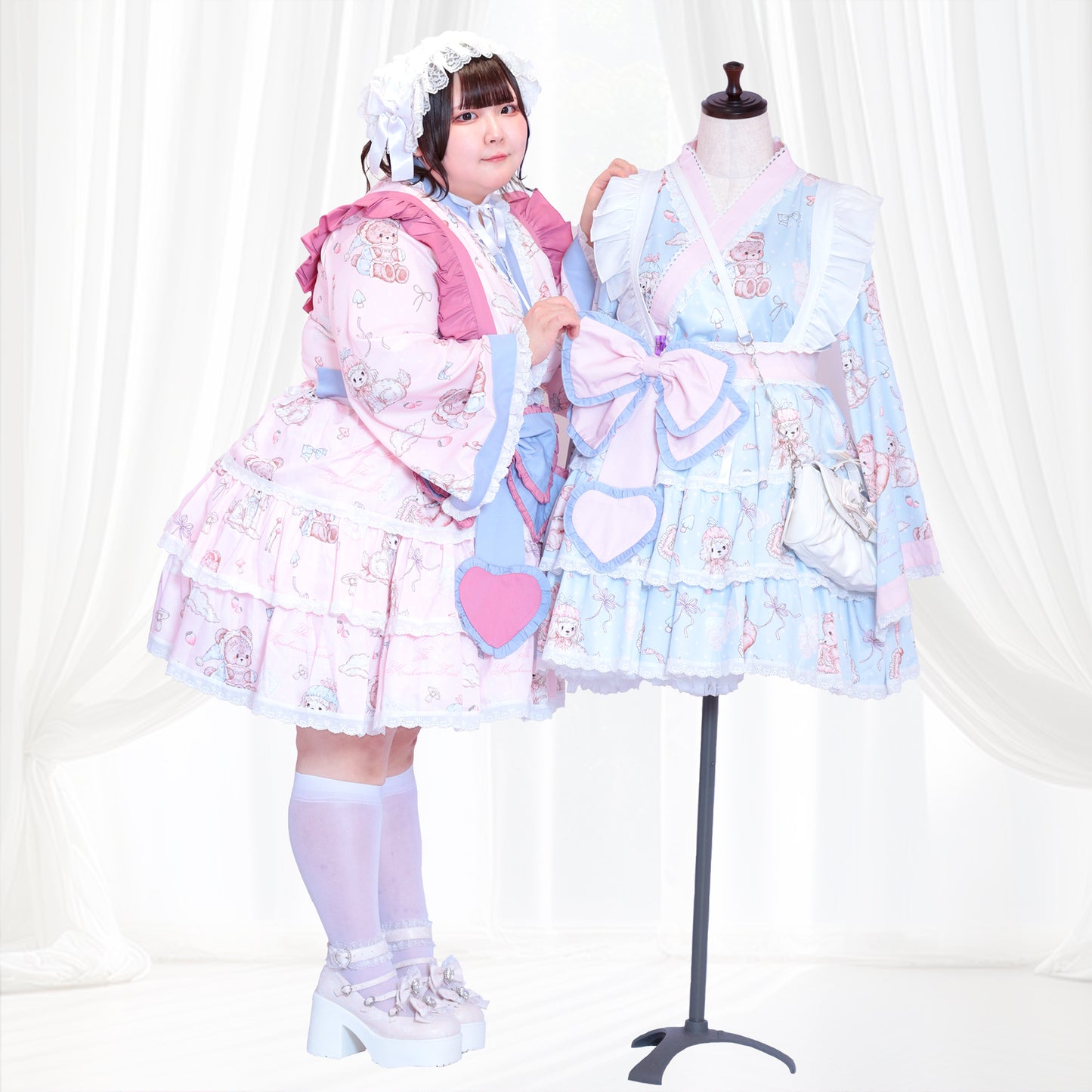 大きいサイズ レディース Pastel Dream Ribbon♡Plus Size Yukata Dress