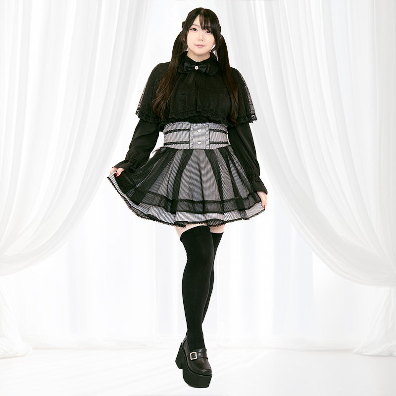 メロウナイト・地雷ブラックレースケープブラウス（3L/4L/5L）