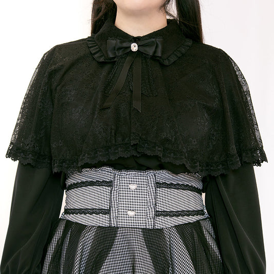 メロウナイト・地雷ブラックレースケープブラウス(3L/4L/5L)