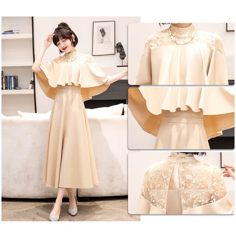 ■Lace cape dress (LL/3L/4L/5L/6L/7L/8L/9L) Custom-made/Occasion/Wedding invitation