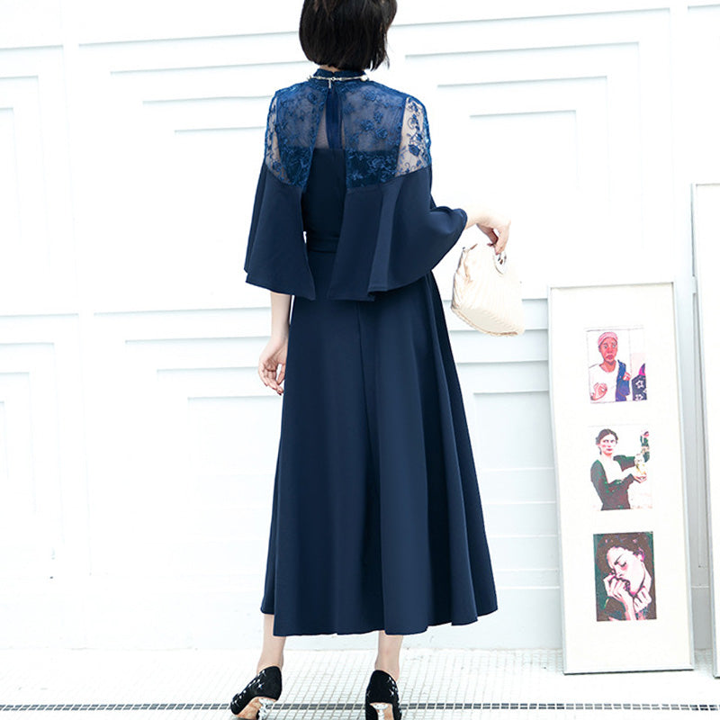 ■Lace cape dress (LL/3L/4L/5L/6L/7L/8L/9L) Custom-made/Occasion/Wedding invitation