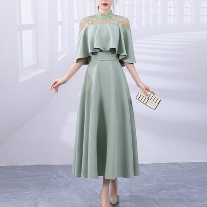 ■Lace cape dress (LL/3L/4L/5L/6L/7L/8L/9L) Custom-made/Occasion/Wedding invitation