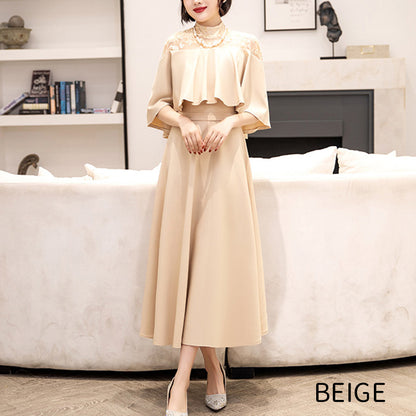 ■Lace cape dress (LL/3L/4L/5L/6L/7L/8L/9L) Custom-made/Occasion/Wedding invitation