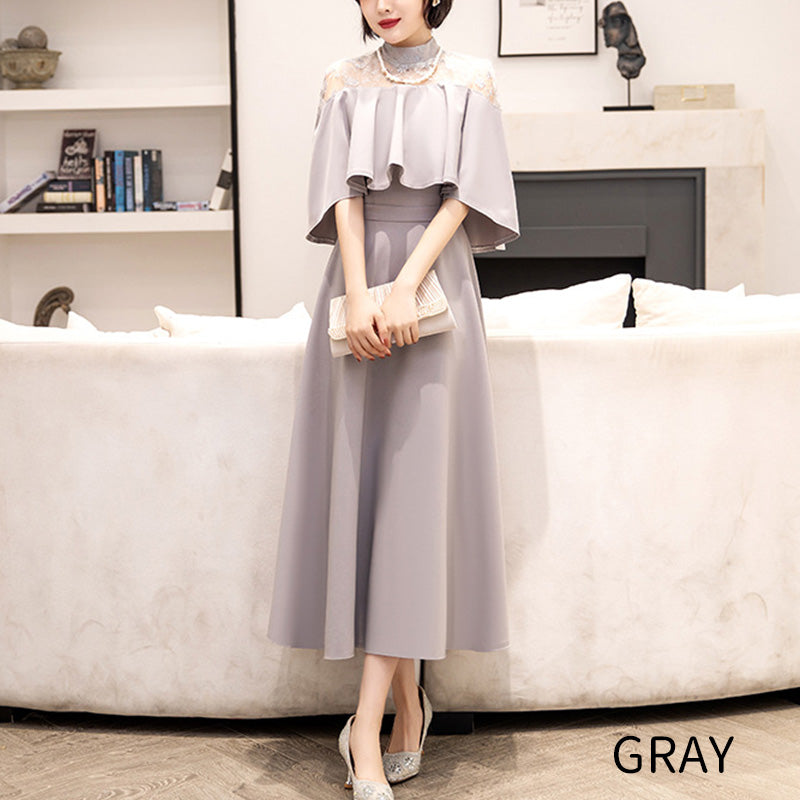■Lace cape dress (LL/3L/4L/5L/6L/7L/8L/9L) Custom-made/Occasion/Wedding invitation