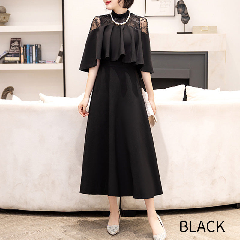 ■Lace cape dress (LL/3L/4L/5L/6L/7L/8L/9L) Custom-made/Occasion/Wedding invitation