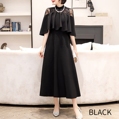 ■Lace cape dress (LL/3L/4L/5L/6L/7L/8L/9L) Custom-made/Occasion/Wedding invitation