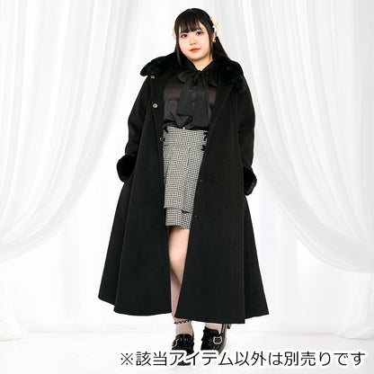 大きいサイズレディースファー＆ブローチ付きロング丈コート(3L/4L/5L/6L)/Taberunosky（タベルノスキー）