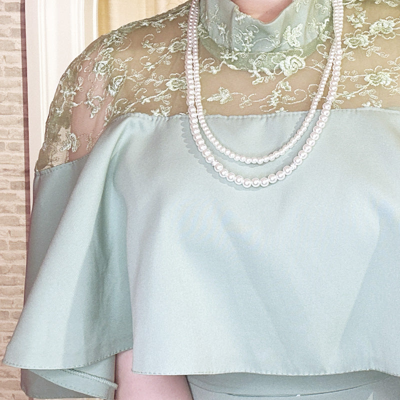 ■Lace cape dress (LL/3L/4L/5L/6L/7L/8L/9L) Custom-made/Occasion/Wedding invitation