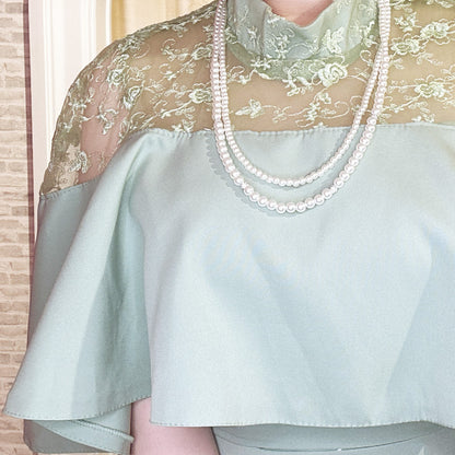 ■Lace cape dress (LL/3L/4L/5L/6L/7L/8L/9L) Custom-made/Occasion/Wedding invitation