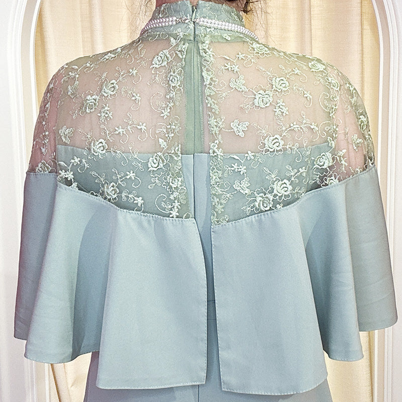 ■Lace cape dress (LL/3L/4L/5L/6L/7L/8L/9L) Custom-made/Occasion/Wedding invitation