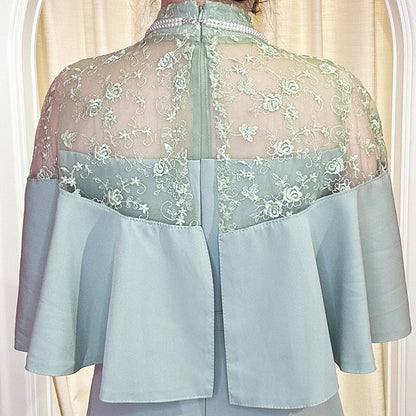 ■Lace cape dress (LL/3L/4L/5L/6L/7L/8L/9L) Custom-made/Occasion/Wedding invitation