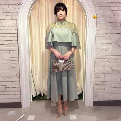 ■Lace cape dress (LL/3L/4L/5L/6L/7L/8L/9L) Custom-made/Occasion/Wedding invitation