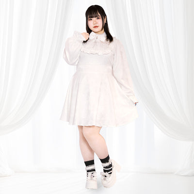 【大きいサイズのワンピースランキング】天使ちゃんのジャガードミニ丈ワンピース（3L/4L/5L/6L）/Taberunosky（タベルノスキー）