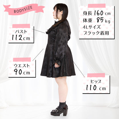 大きいサイズレディース悪魔ちゃんのジャガードミニ丈ワンピース（3L/4L/5L/6L）/Taberunosky（タベルノスキー）