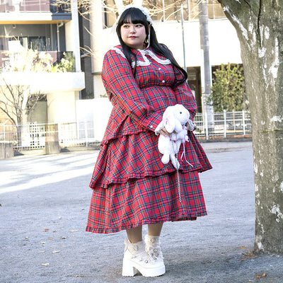 フリルがいっぱいティアードワンピース【ぽっちゃりアンバサダーコラボNo.1】（4L/6L）/Taberunosky（タベルノスキー）