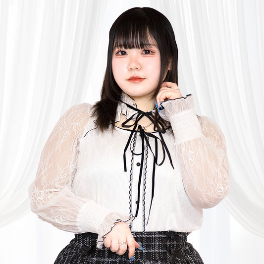 大きいサイズレディース純白キューピットちゃんリボンレースカットソー（3L/4L/5L/6L）/Taberunosky（タベルノスキー）