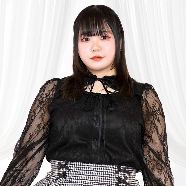 漆黒の小悪魔ちゃんリボンレースカットソー（3L/4L/5L/6L）/Taberunosky（タベルノスキー）