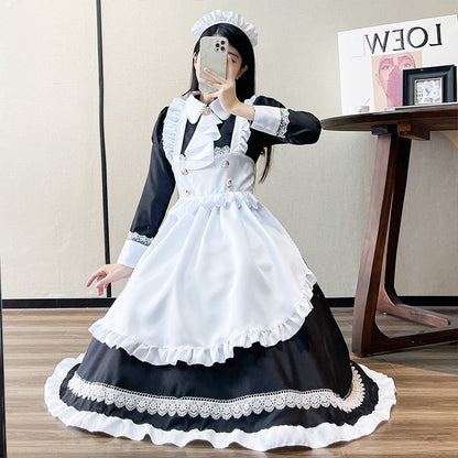 大きいサイズレディースローズスカーフメイド服ロングワンピ―ス (2L/3L/4L/5L/6L)/大きいサイズ/コスプレ/ハロウィン