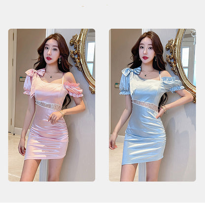 One-shoulder tight mini dress (M/L/LL/3L/4L) / Cabaret dress / Gal