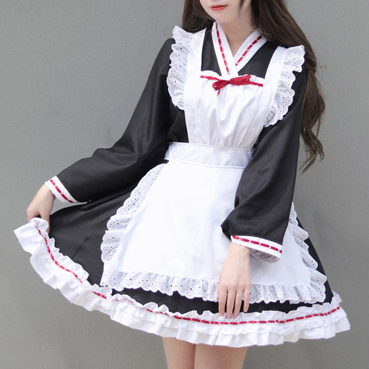 大きいサイズレディース大正レトロ風メイドさんのセットアップ (L/3L/5L)/コスプレ