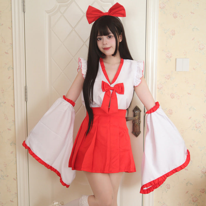 大きいサイズレディース巫女メイドコスチューム (L/LL/3L/4L/5L)/コスプレ