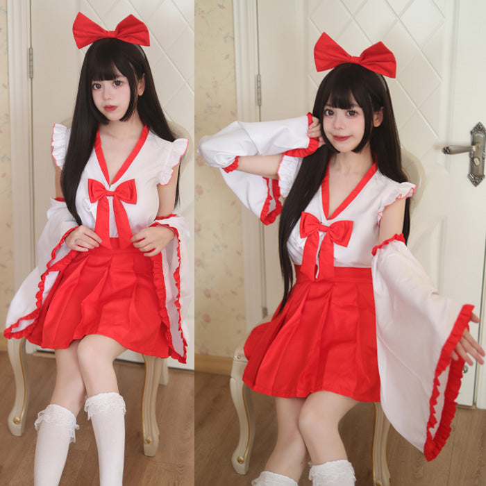 大きいサイズレディース巫女メイドコスチューム (L/LL/3L/4L/5L)/コスプレ
