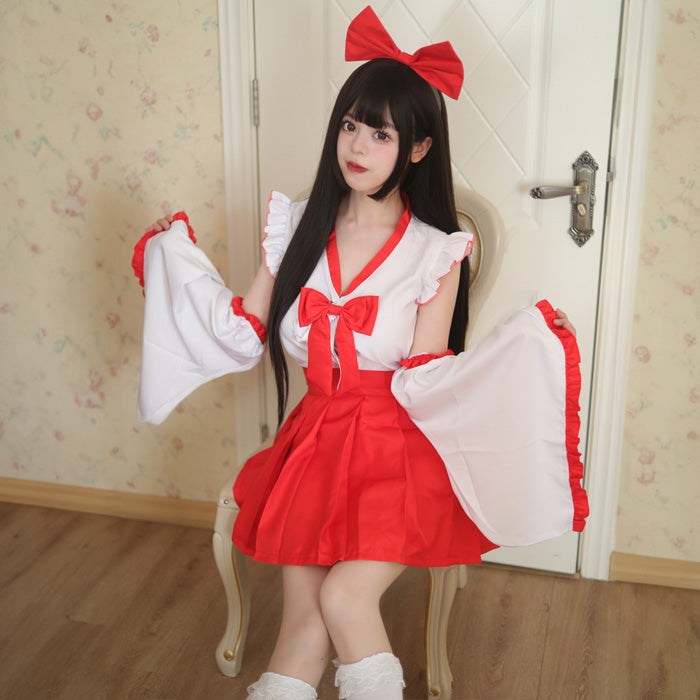 大きいサイズレディース巫女メイドコスチューム (L/LL/3L/4L/5L)/コスプレ