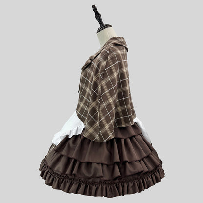 大きいサイズレディースクラシカルチェックの探偵メイドさんコスチューム (M/L/LL/3L/4L/5L/6L)/コスプレ