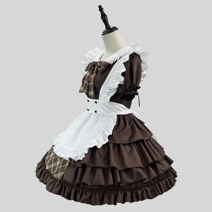 大きいサイズレディースクラシカルチェックの探偵メイドさんコスチューム (M/L/LL/3L/4L/5L/6L)/コスプレ